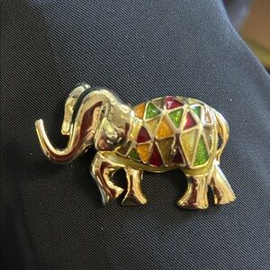 Vintage multi colored Elephant Brooch. Pre owned see pics